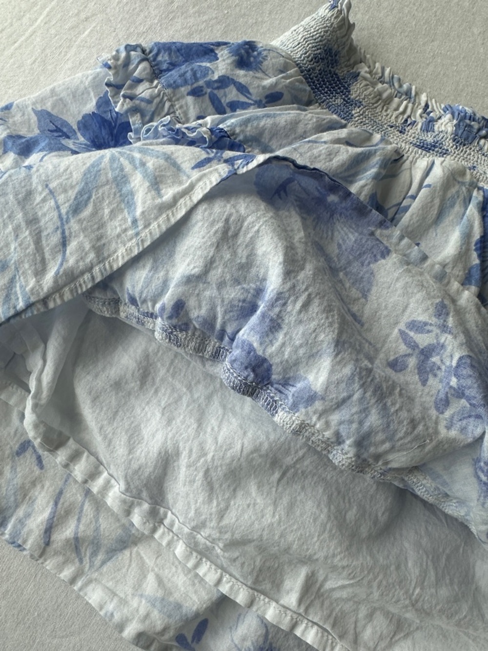 LoveShackFancy Blue and White Tiered Ruffle Mini Skirt - Picture 4 of 5